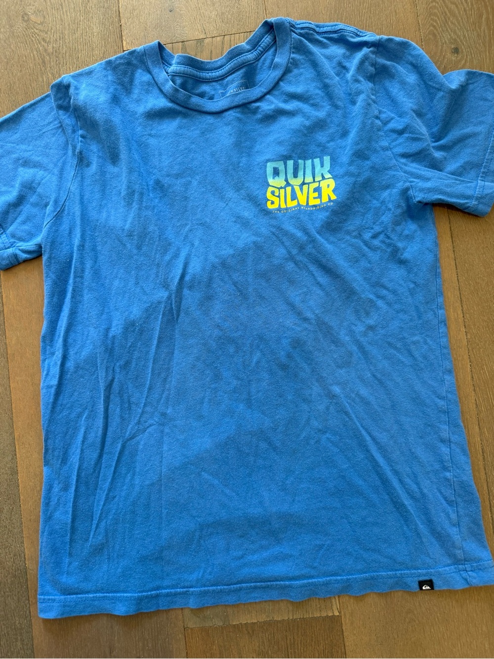 Quiksilver Blue Tee with Yellow & Light Blue Logo